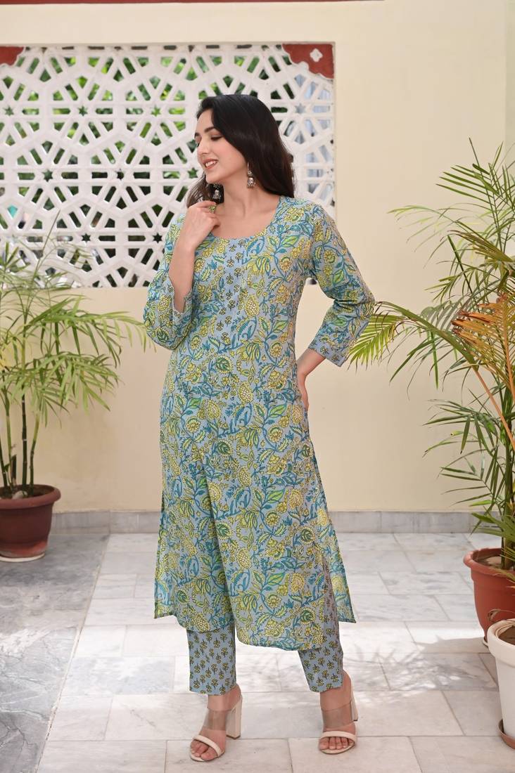 Printed Cotton Kurta with Pant