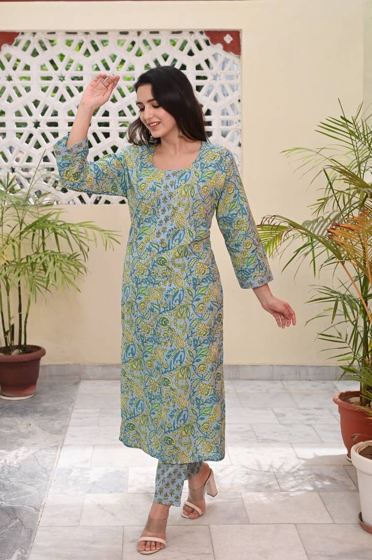 Printed Cotton Kurta with Pant