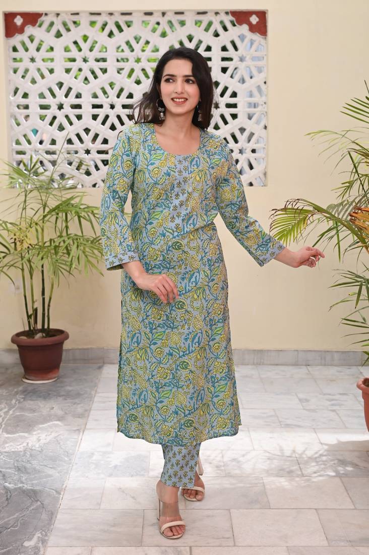 Printed Cotton Kurta with Pant