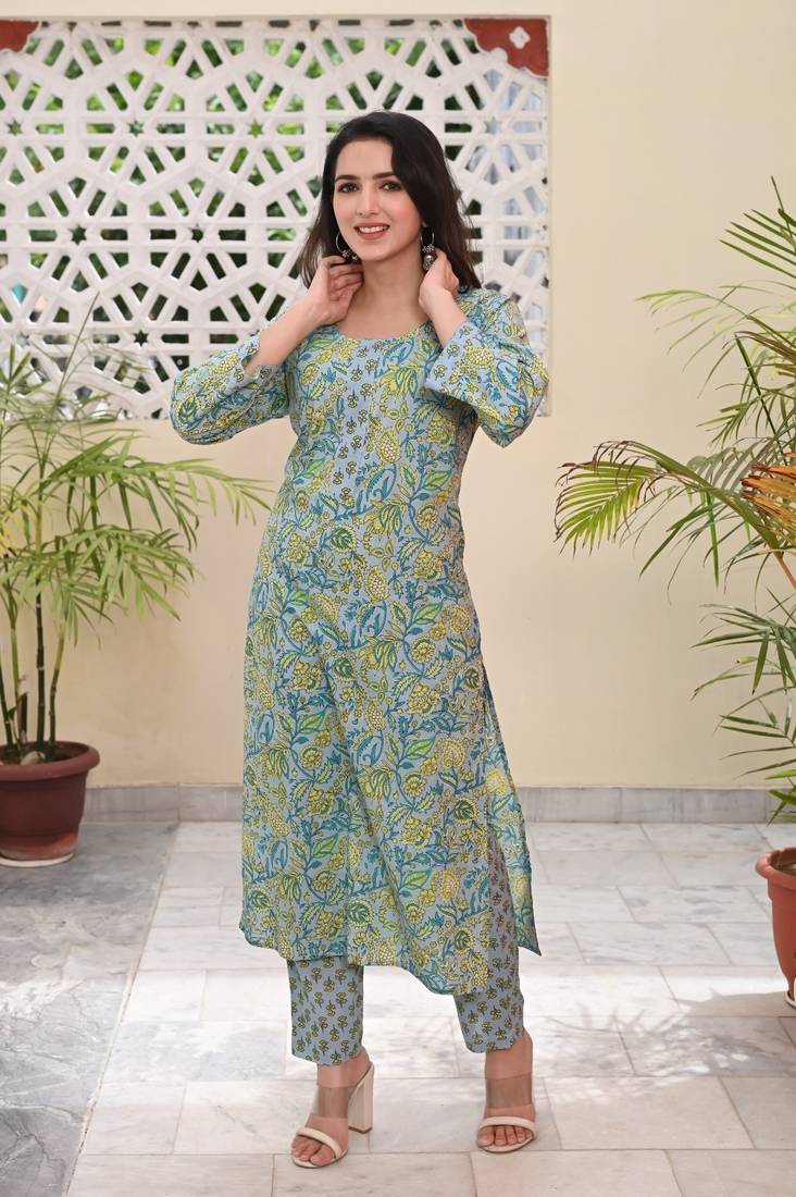 Printed Cotton Kurta with Pant