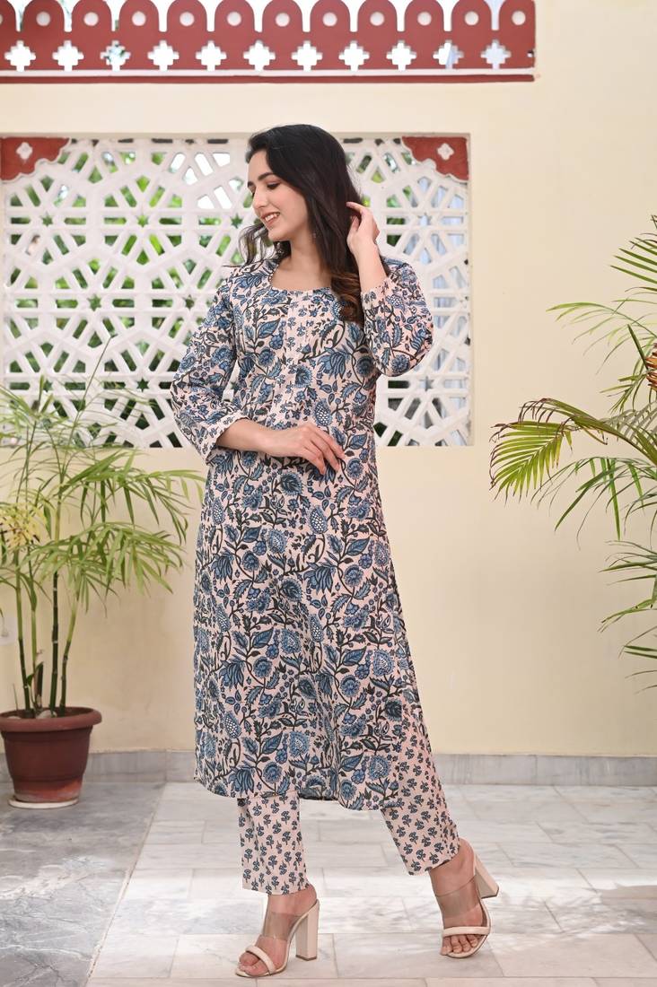 Printed Cotton Kurta with Pant