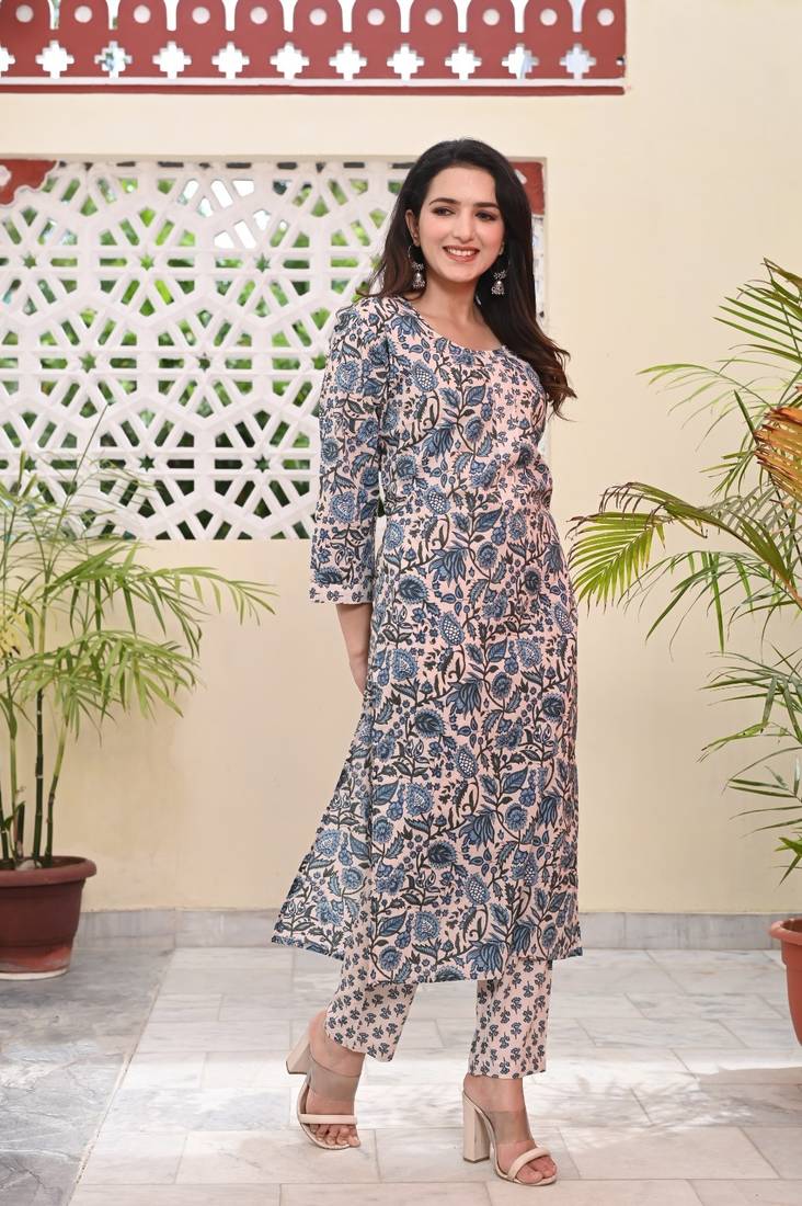 Printed Cotton Kurta with Pant