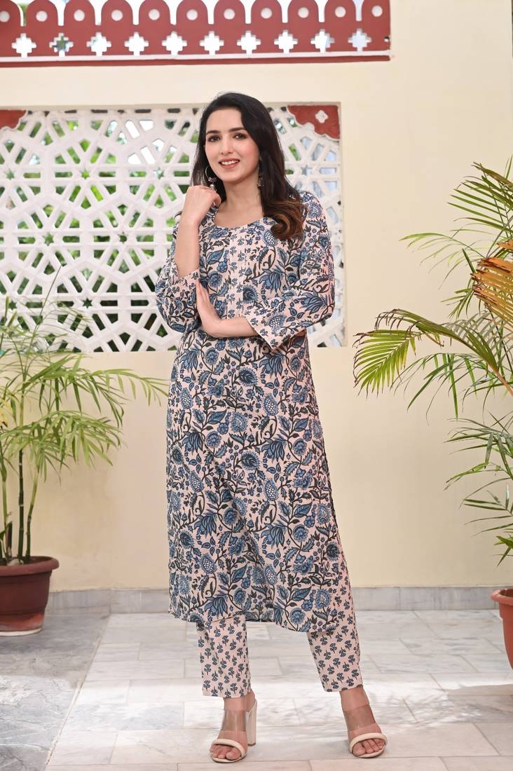 Printed Cotton Kurta with Pant