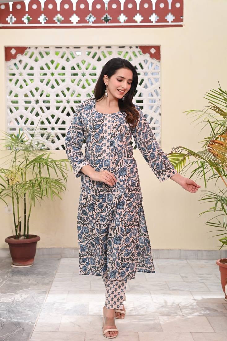 Printed Cotton Kurta with Pant