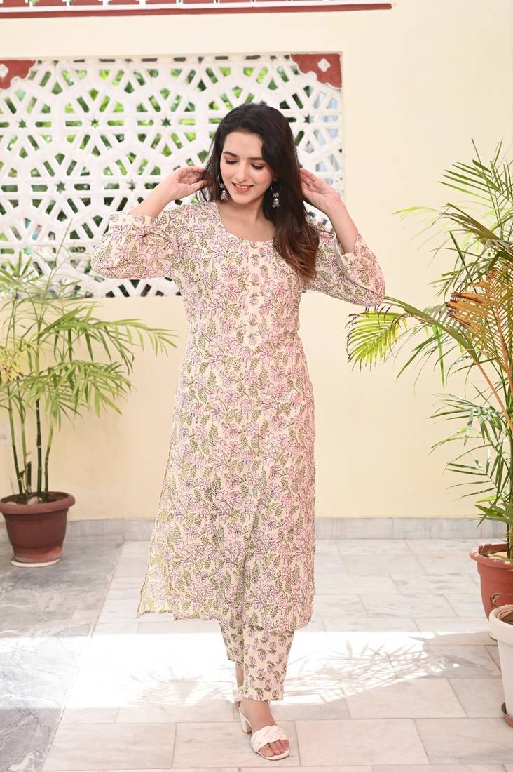 Printed Cotton Kurta with Pant