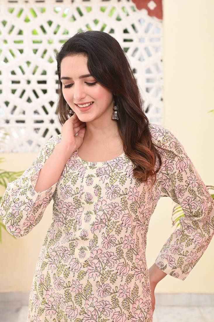 Printed Cotton Kurta with Pant