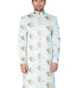 Men'S Light Green Cotton Blend Sherwani Only Top