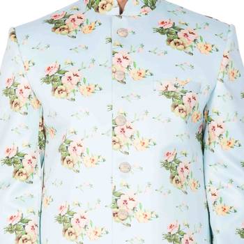 Men'S Light Green Cotton Blend Sherwani Only Top 3