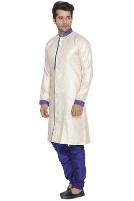 Men'S Blue Silk Blend Sherwani Set 2