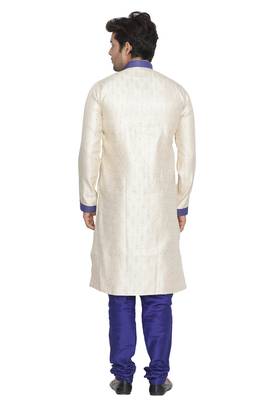 Men'S Blue Silk Blend Sherwani Set 4