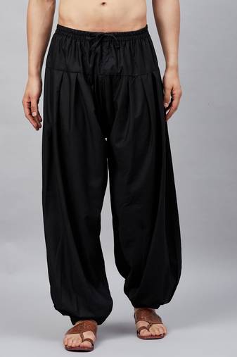 Vastramay men's black cotton linen blend pyjama