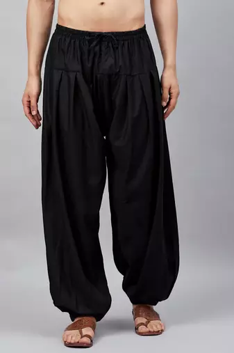 Vastramay men's black cotton linen blend pyjama
