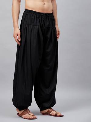 Vastramay men's black cotton linen blend pyjama 2