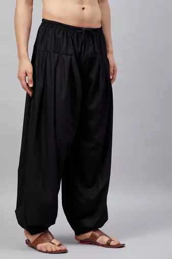 Vastramay men's black cotton linen blend pyjama