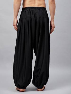 Vastramay men's black cotton linen blend pyjama 3