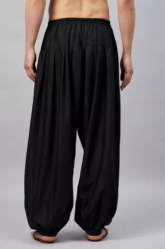 Vastramay men's black cotton linen blend pyjama