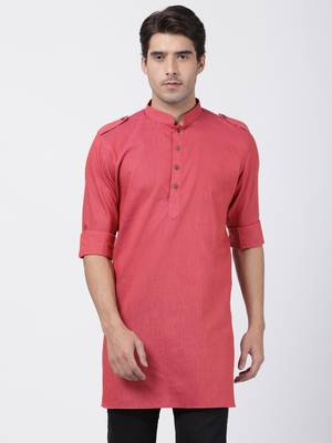 Vm Men'S Maroon Cotton Blend Kurta 1