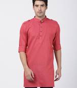 Vm Men'S Maroon Cotton Blend Kurta