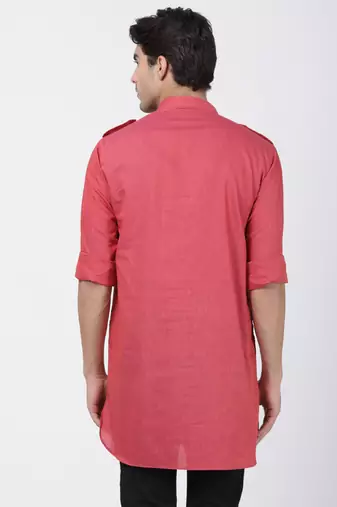 Vm Men'S Maroon Cotton Blend Kurta