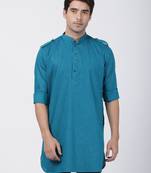 Vm Men'S Dark Green Cotton Blend Kurta