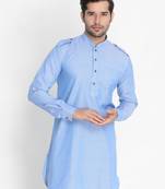 Vm Men'S Blue Cotton Blend Kurta