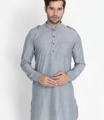 Vm Men'S Grey Cotton Blend Kurta