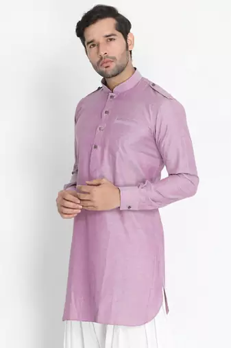 Vm Purple Cotton Blend Kurta