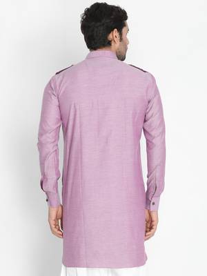Vm Purple Cotton Blend Kurta 4