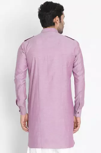 Vm Purple Cotton Blend Kurta