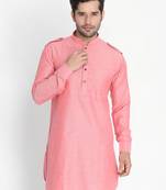 Vm Men'S Red Cotton Blend Kurta