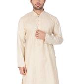 Men'S Beige Cotton Blend Kurta