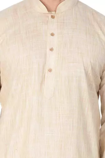 Men'S Beige Cotton Blend Kurta