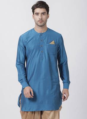Dark Blue Cotton Blend Kurta 1