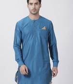 Dark Blue Cotton Blend Kurta