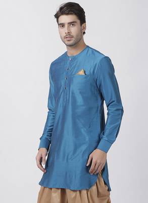 Dark Blue Cotton Blend Kurta 2