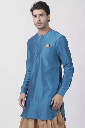 Dark Blue Cotton Blend Kurta