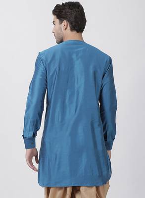 Dark Blue Cotton Blend Kurta 4