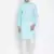 Light Blue Cotton Linen Blend Kurta Pyjama Set