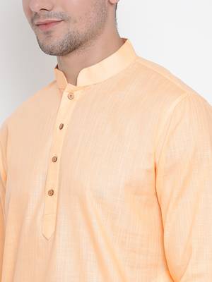  orange cotton linen blend kurta pyjama set 3