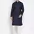 Dark Blue Cotton Linen Blend Kurta Pyjama Set