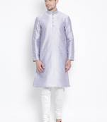 Light Blue Silk Blend Kurta Pyjama Set