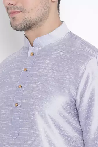 Light Blue Silk Blend Kurta Pyjama Set