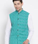 Vastramay men's light blue pure cotton nehru jacket