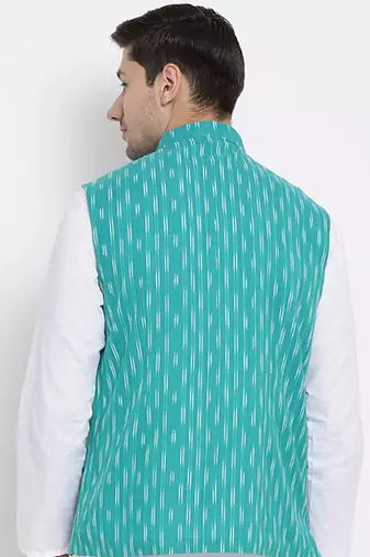 Vastramay men's light blue pure cotton nehru jacket