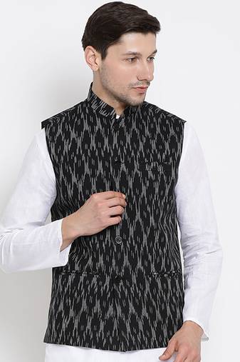 men's light blue pure cotton nehru jacket