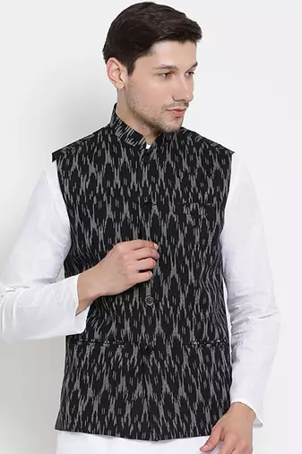 men's light blue pure cotton nehru jacket
