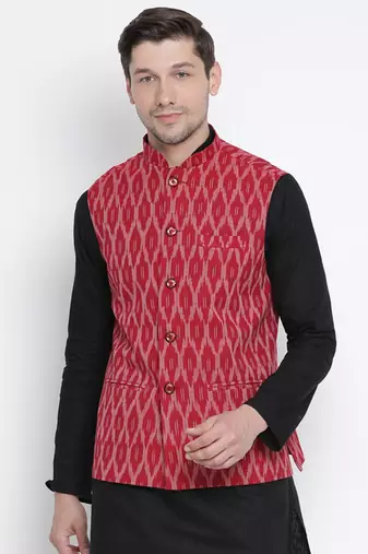 men's light blue pure cotton nehru jacket