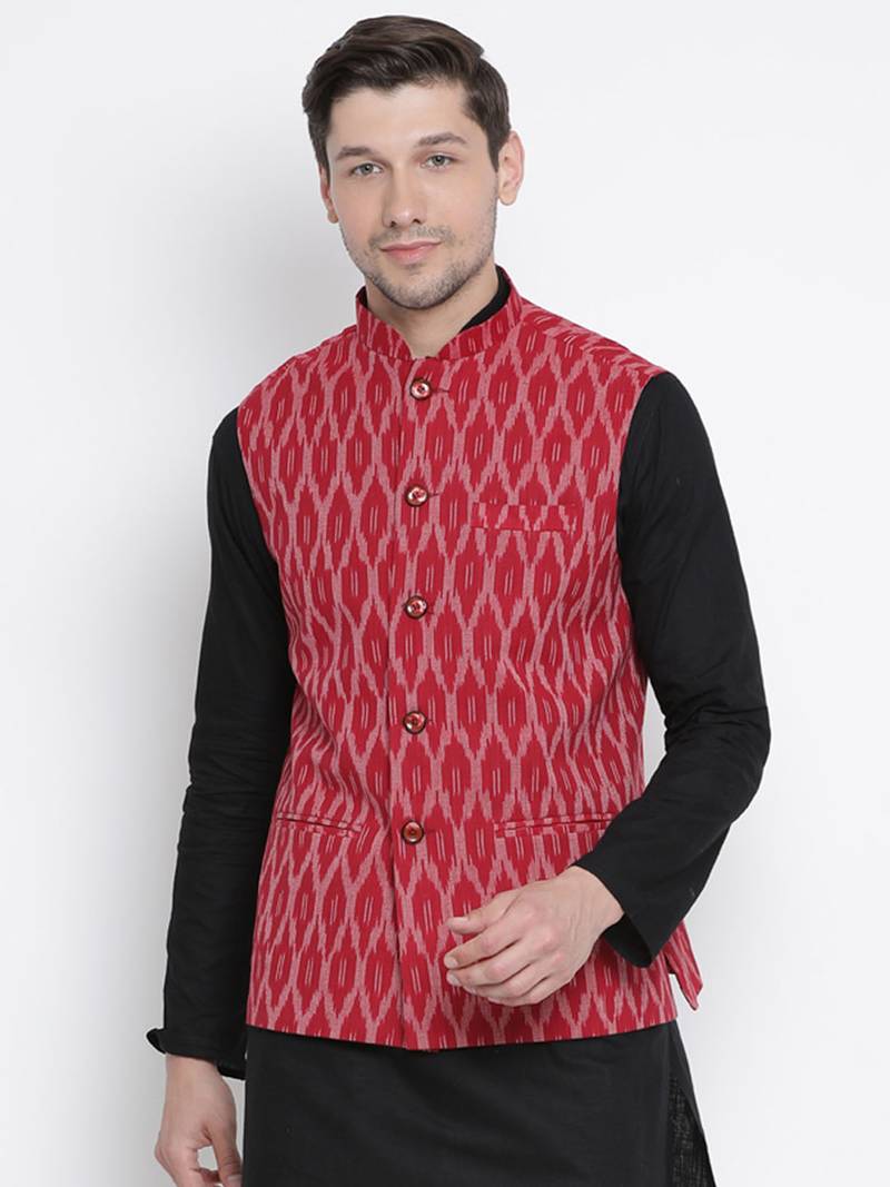 Vastramay men's light blue pure cotton nehru jacket