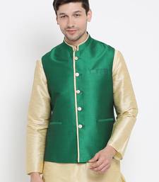 Vastramay men's green silk blend nehru jacket
