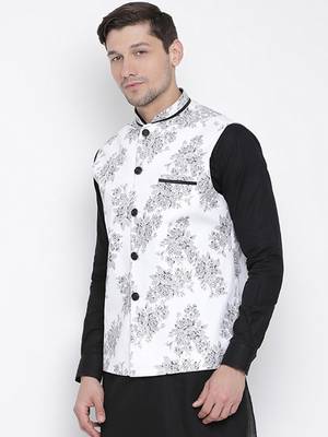 white cotton linen blend nehru jacket 2